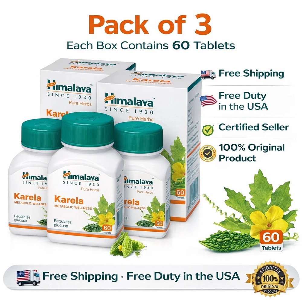Himalaya Karela – 60 Tabs x 3 Pack | Natural Support for Healthy 04-2028