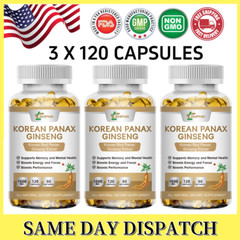 Korean Red Panax Ginseng 1600mg 360 Capsules – Extra Strength NON-GMO No Fillers
