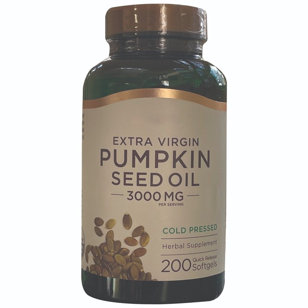 Pumpkin Seed Oil 3000mg 200 Softgel Caps Cold Pressed Supports Prostate Health