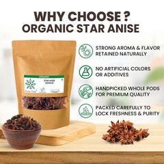 Organic Whole Anise Stars 100% Pure, Non-GMO Illicium Verum, Culinary & Digest