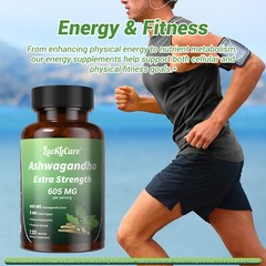 Ashwagandha 600mg w/Black Pepper 5mg Extract Gluten Free Supplement 120 Caps Lot
