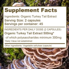 Turkey Tail Capsules 500mg Supports Digestion,Immunity,Gut Health 90 Capsules