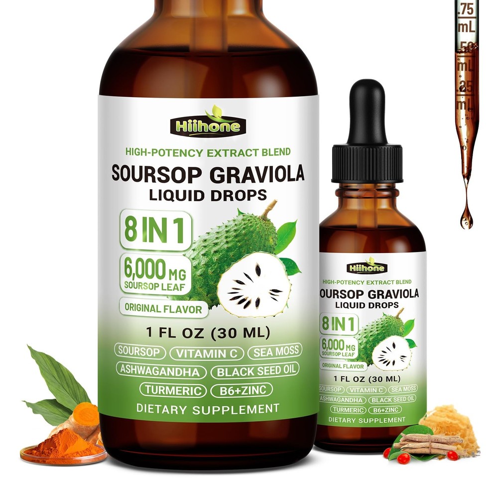 (2 Pack) 8 in 1 Graviola Soursop Leaf Extract Liquid – 1 Fl Oz (Pack of 2)