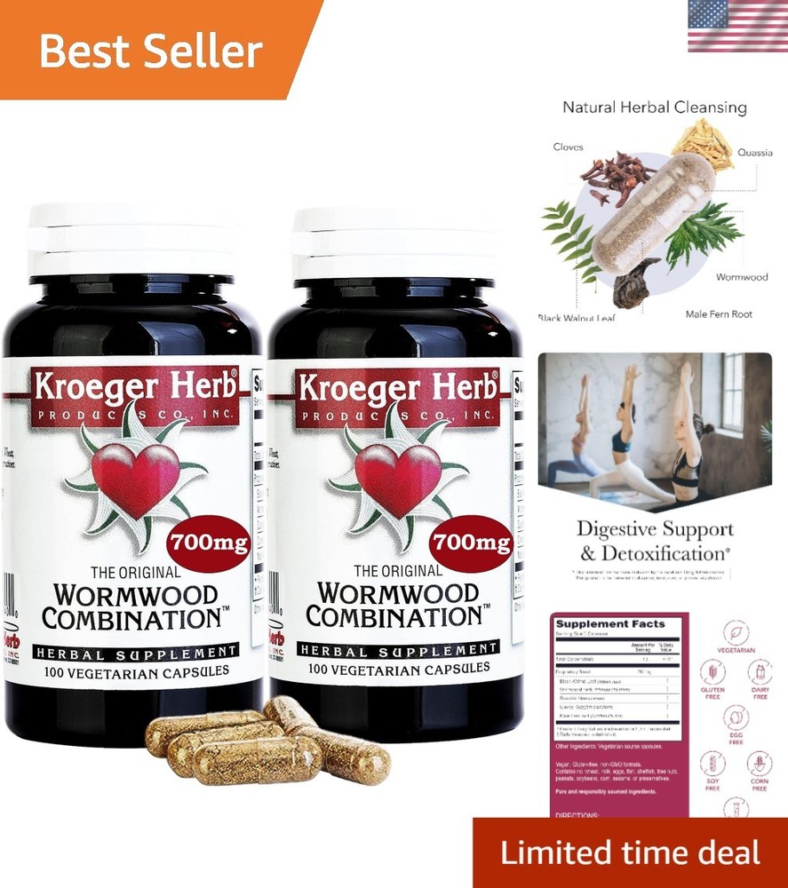 Wormwood Detox Cleanse Capsules – 200 Non-GMO for Liver & Gut Support