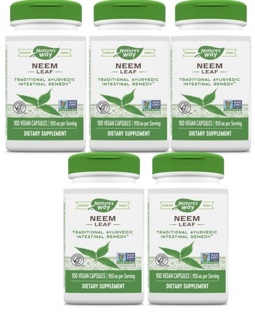 Nature’s Way Neem Leaf 950mg 5X100 Caps AYURVEDIC INTESTINAL HERB