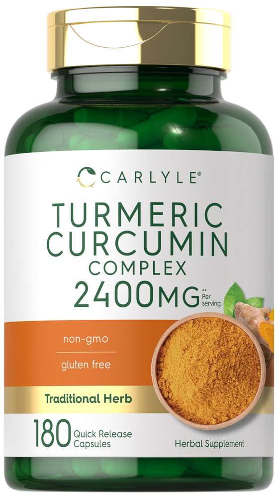 Turmeric Curcumin 2400mg | 180 Capsules | Non-GMO, Gluten Free | by Carlyle