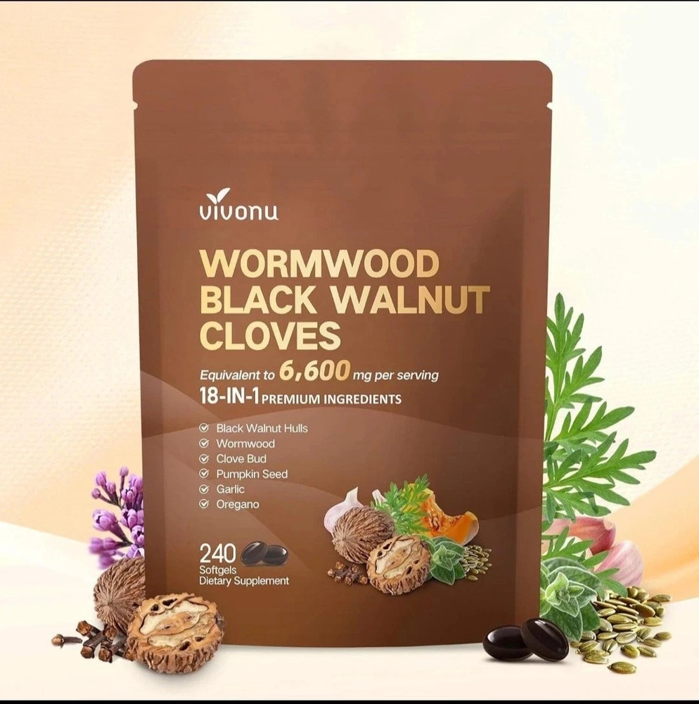 Vivonu Wormwood Black Walnut & Cloves Extraction Softgels 240 Vitamin New