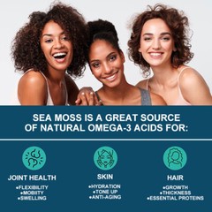 120 Pills Organic Sea Moss Capsules,Irish Sea Moss, Bladderwrack Immune Health