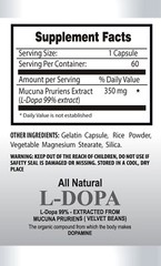 mucuna pruriens capsules – L-DOPA 99% EXTRACT 350mg- enhance cognition 2 Bottles