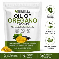 Resilia Softgels with Black Seed Oil 6000mg – Organic Oregano Oil Capsules fo…