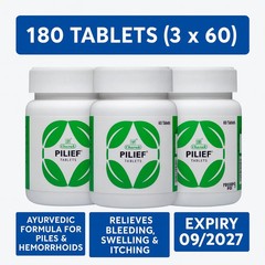 Charak Pilief Tablets 180 Tabs (3 x 60) for Piles Relief | Exp 09/2027 | USA