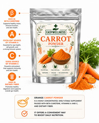 Pure Carrot Powder Natural Orange Root Vegan Superfood Herbal Supplement