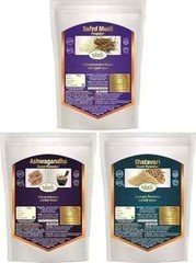 Organic Safed Musli, Ashwagandha & Shatavari Powder – 300gms (100gms each)
