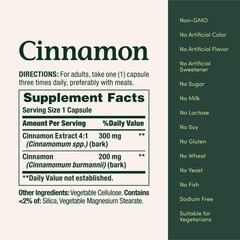 Nature’s Bounty Cinnamon Capsules, Herbal Supplement, 100 Count (Pack of 1)