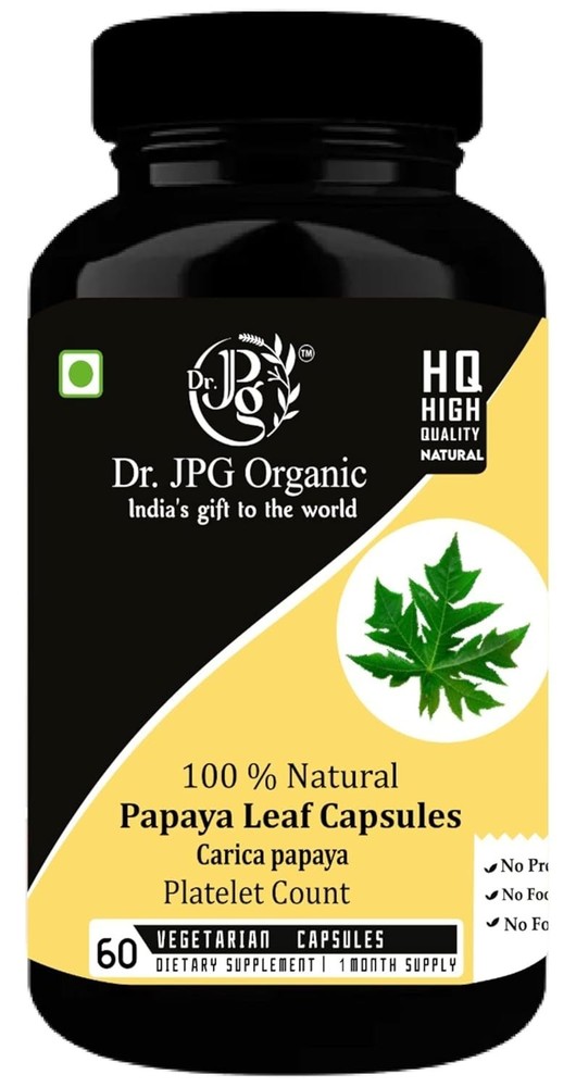4x Dr. JPG Organic ISO & GMP Certified Papaya Leaf caps 60veg For Pletlets Count