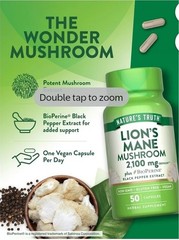 Lion’s Mane Mushroom Capsules 2100mg-50 Count | Vegetarian Nature’s Truth. 4/27.