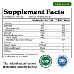 Pure Himalayan She-Lajit Honey Sticks with Organic Honey, Naturally Sweeter 30N