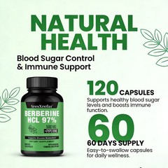 Berberine Hcl 97% Supplement,Supports Glucose Metabolism 30/60/120 Capsules
