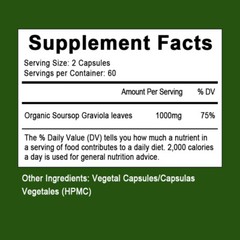 Soursop GRAVIOLA EXTRACT 1000mg 60days Guanabana Annona Antioxidant 120 capsules