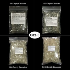 50 – 1,000 Empty Gelatin Capsules – Size 0 Gel Caps Pure (Kosher/Halal)
