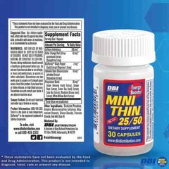 1x Bottle Mini Thin 25/50 Energy Booster Herbal Dietary Supplement – 30 Capsules