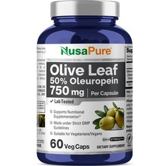 Best Olive Leaf Extract 750 mg 50% Oleuropein (Non-GMO & Gluten Free) –