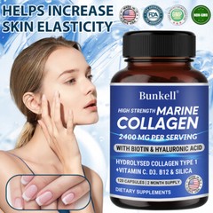 Collagen 2400mg w/Hyaluronic Acid, Biotin, Bone Joint, Wrinkles, Fat Burning
