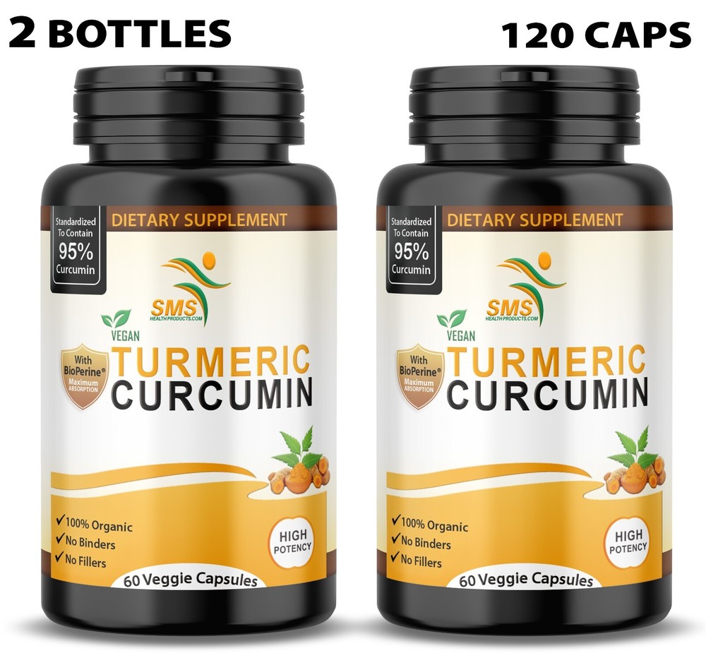 Turmeric Curcumin 95% With Black Pepper Pills Extra Strength Tumeric Caps 120 ct