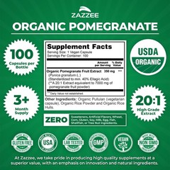 USDA Organic Pomegranate 20:1 Extract, 40% 100 Count (Pack of 1)