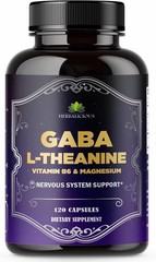 HERBALICIOUS GABA L-Theanine with Magnesium, Nervous System Support, 120 Caps