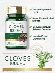 Cloves Supplement | 1000mg | 100 Capsules | Non-GMO, Gluten Free | by Carlyle