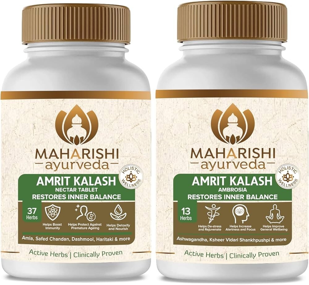 3 x Maharishi Ayurveda Amrit Kalash (60 Nectar Tablets and 60 Ambrosia Tablets)