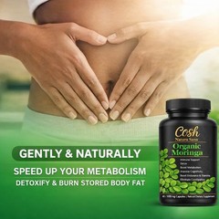 Organic Moringa 1000mg Capsules | Natural Leaf Extract | Immune & Metabolism Sup