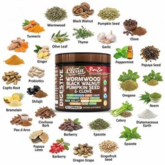Clean Nutra Wormwood Clove Oil Diatomaceous Earth Turmeric Supplement Capsules