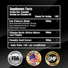 Saw Palmetto 1020mg – with Stinging Nettle – Prostate & Urinary Tract Health