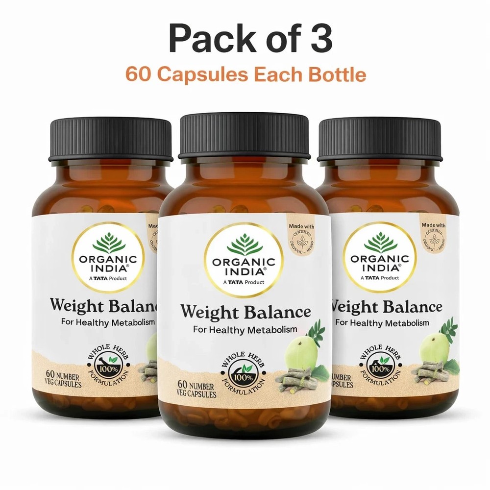 Organic India Weight Balance 60 Veg Capsules Ayurvedic Herbal 3 Pack Metabolism