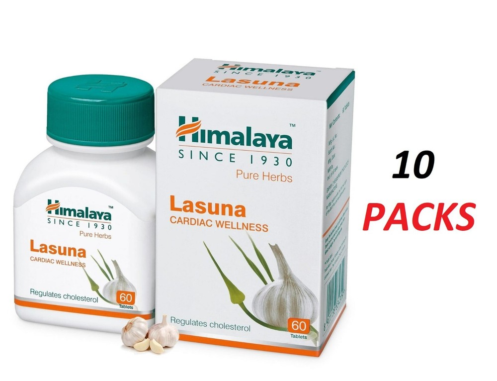 10 X Himalaya Herbal Lasuna 60 Tablets Pack Free Worldwide Shipping