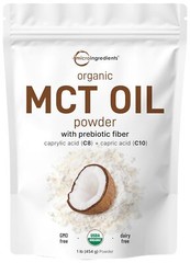 Organic MCT Oil Powder with Prebiotic Fiber,1 Pound(16 Ounce), Fast Fuel for Bod