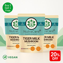 Tiger Milk Mushroom 5000mg Capsules-(40%B-Glucans)-100% Natural & Vegan-90Caps