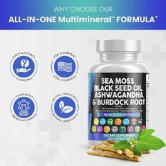 16 Sea 1 Supplement IN Moss Black Seed Oil 3000mg Ashwagandha Turmeric 1000mg US