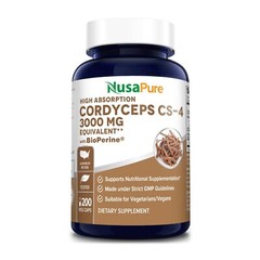 NusaPure Cordyceps Extract 3000 mg 200 Veggie Capsules (Sinensis CS-4)