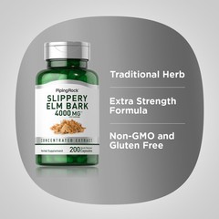 Slippery Elm Bark Capsules 4000mg | 200 Count | Non-GMO | by Piping Rock