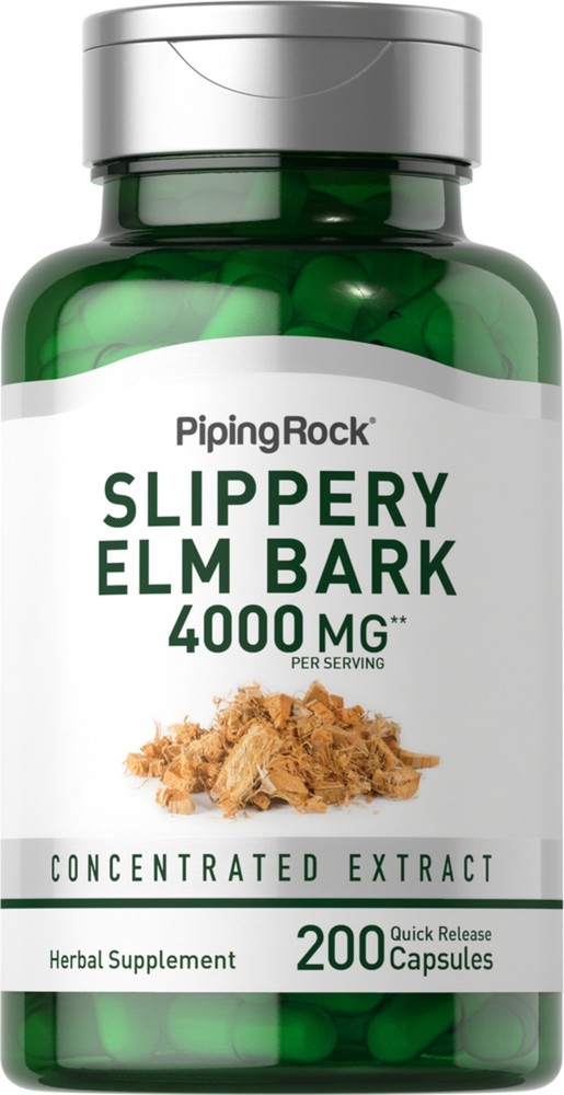 Slippery Elm Bark Capsules 4000mg | 200 Count | Non-GMO | by Piping Rock