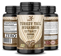 Turkey Tail Mushroom 50% Polysaccharides Extract Powder 60 Veggie Caps Organic