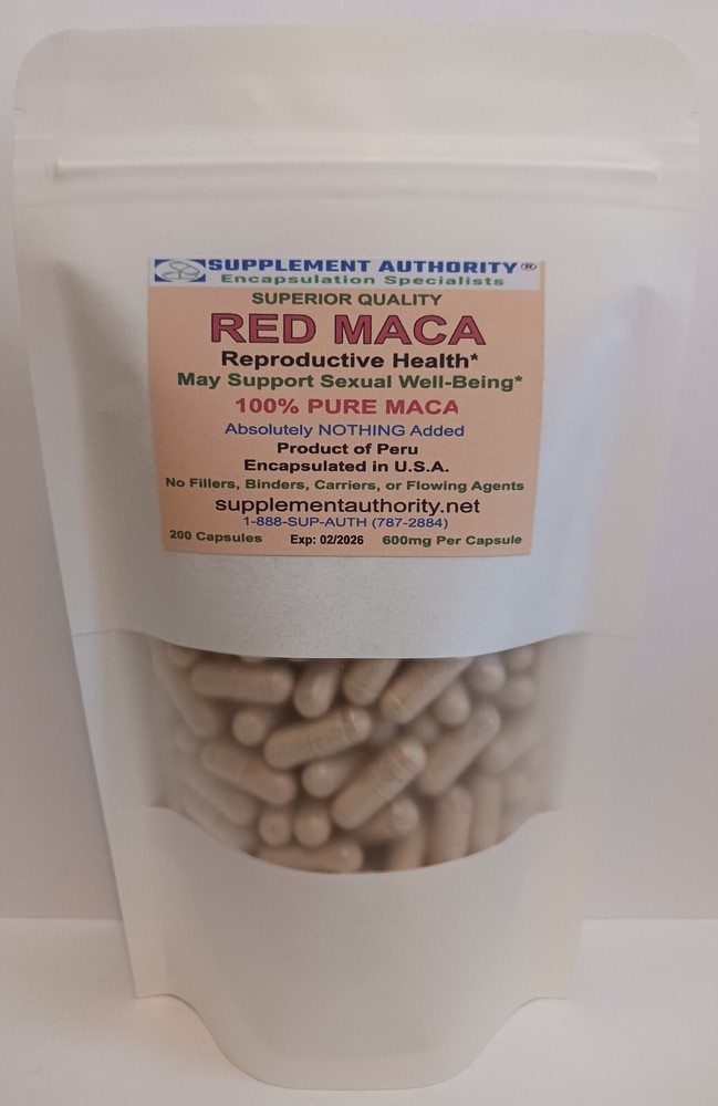 Maca Root Powder Red Organic ~ 200 Capsules ~ Fresh Exp 02/2026 – TOP SELLER! ~