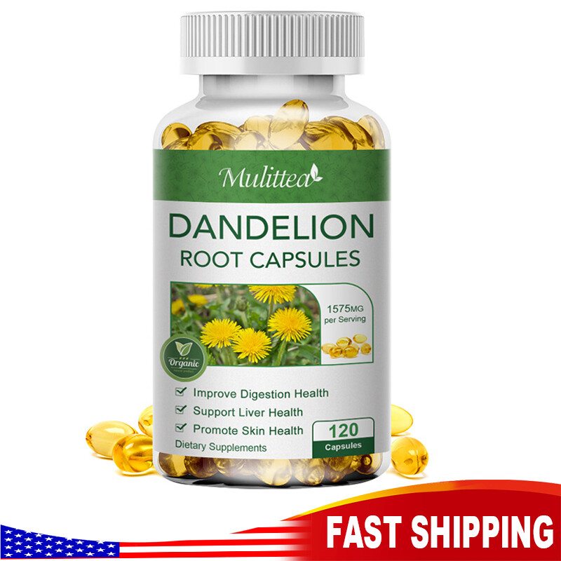 Organic Dandelion Root Capsules 1575mg Cholesterol Antioxidant Liver Kidney