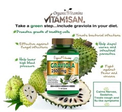Graviola Capsules 2500mg 120 Pure Natural Soursop Capsules Leaves fruit Powder