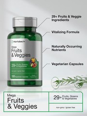 Fruits and Veggies Supplement | 100 Capsules | Vegetarian | by Horbaach