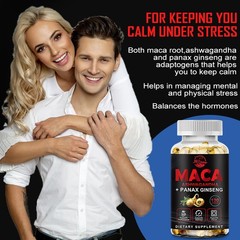 Organic Maca Root + Panax Ginseng 12000mg, Peruvian Maca Extract for Men & Women