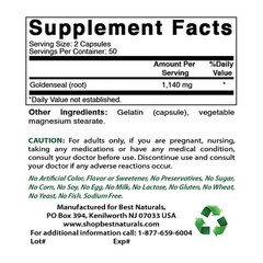 Best Naturals Goldenseal Root 570 mg 100 Capsules